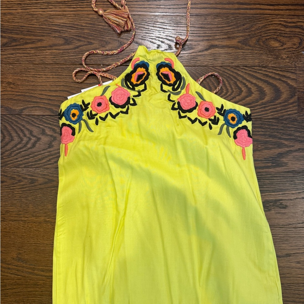 Red Carter Bright Yellow Maxi Dress with Floral Accents